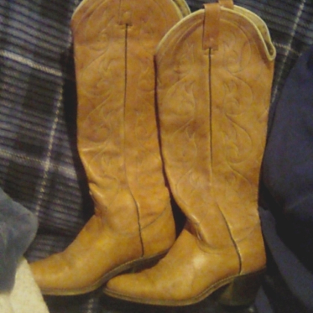 ACME Brown Over the Knee Boots Smooth Leather